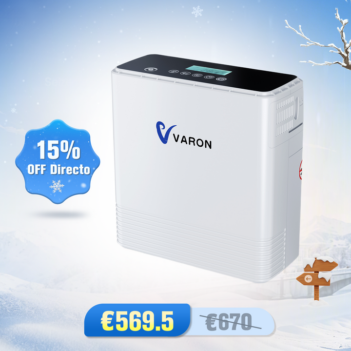 Concentrador de oxigeno portátil continuo VARON VP-6 | Caudal de  1-6 niveles (ajustable), homologado CE