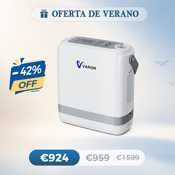 Nuevo VARON VP-8G | Concentrador de oxigeno portátil de flujo por pulsos (niveles 1–8)