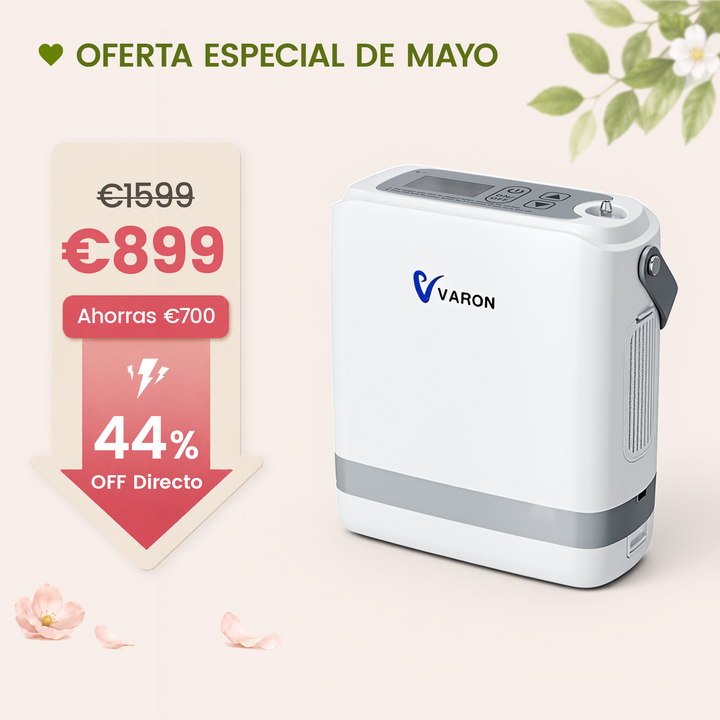 Nuevo VARON VP-8G | Concentrador de oxigeno portátil de flujo por pulsos (niveles 1–8)