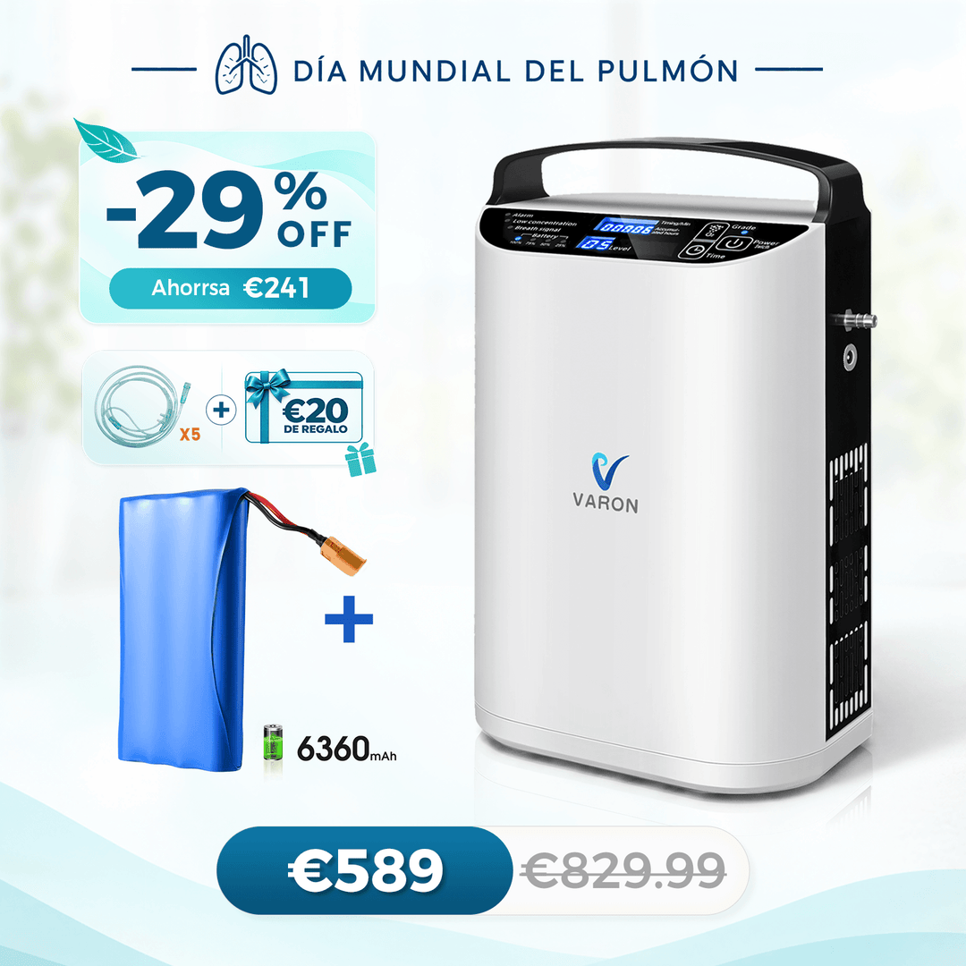 Concentrador de oxigeno portátil VARON VP-1 Pulse | Funcionamiento 24 horas, homologación CE