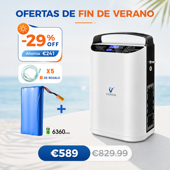 Concentrador de oxigeno portátil VARON VP-1 Pulse | Funcionamiento 24 horas, homologación CE
