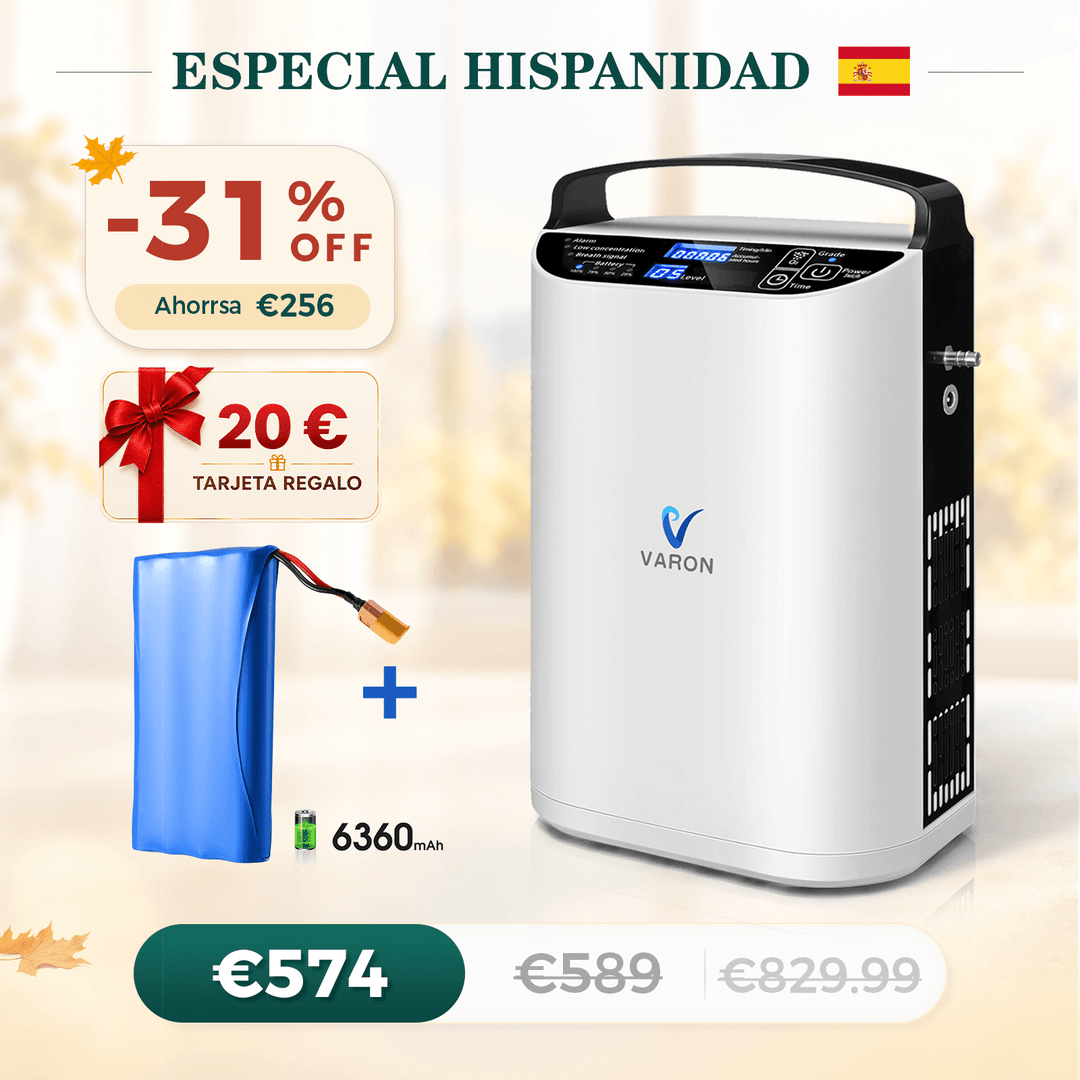 Concentrador de oxigeno portátil VARON VP-1 Pulse | Funcionamiento 24 horas, homologación CE