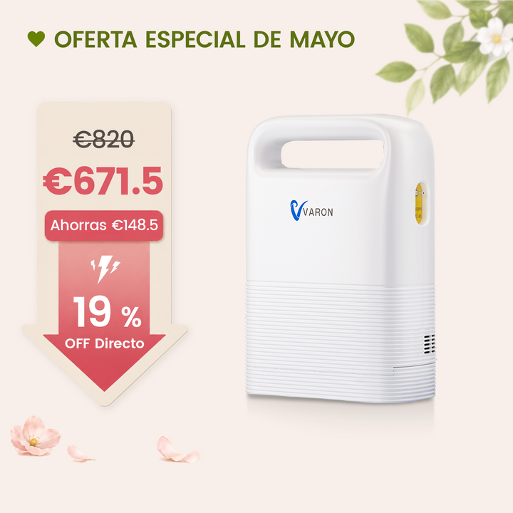 Concentrador de oxigeno portátil VARON VP-2 Pulse | 93 % de oxígeno, batería de larga duración, homologación CE