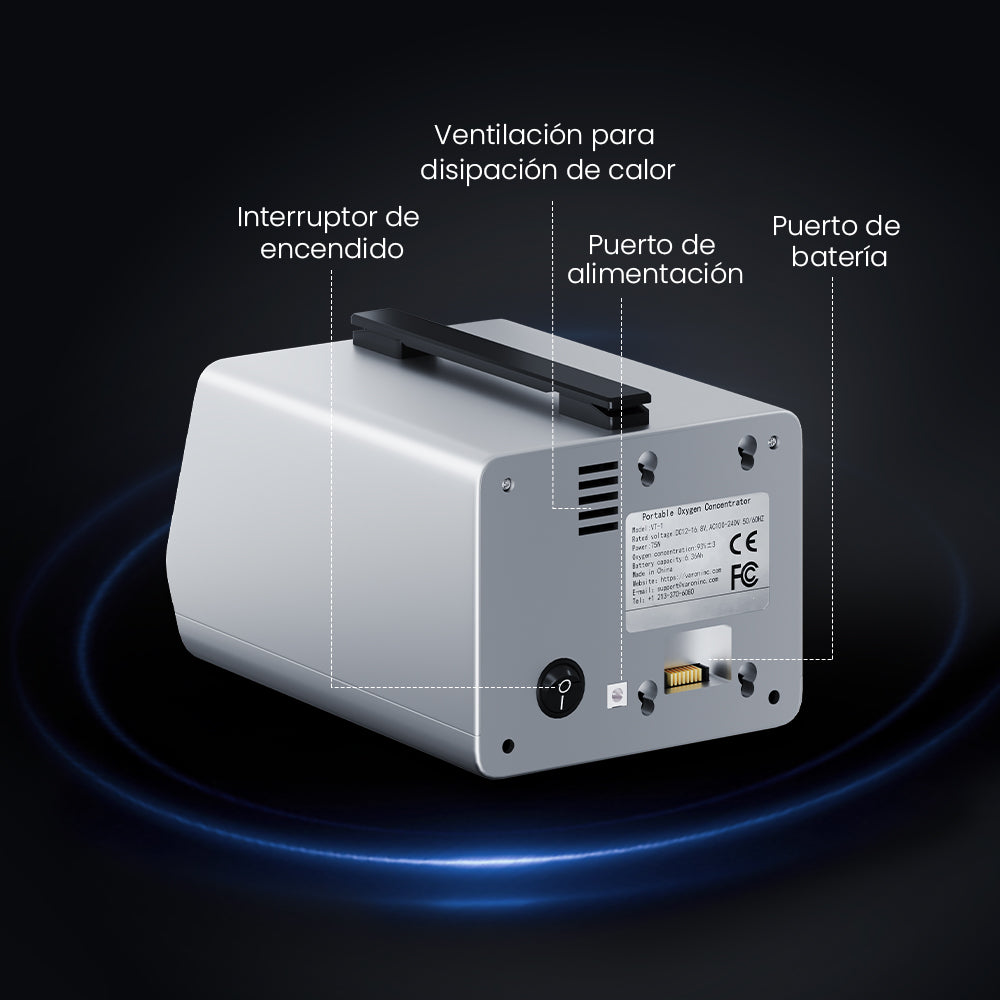 VARON VT-1 | Concentrador de oxígeno de viaje con doble modo (niveles 1-5)