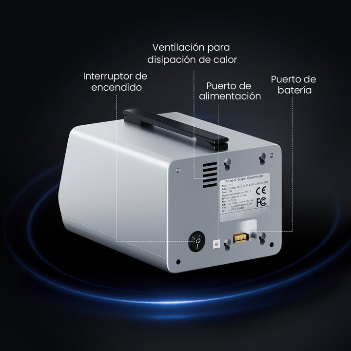 VARON VT-1 | Concentrador de oxígeno de viaje con doble modo (niveles 1-5)