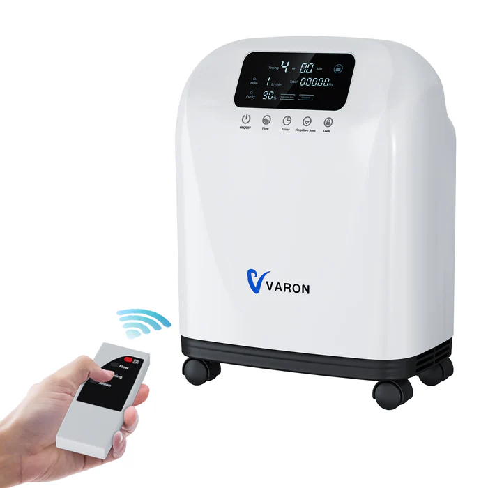 Concentrador de oxígeno doméstico VARON VH-4 con control remoto para un manejo cómodo y a distancia
