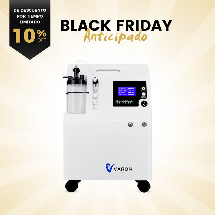 Concentrador de oxígeno VARON Serene de 5 l | Funcionamiento 72 h. Aprobado por la FDA y la CE
