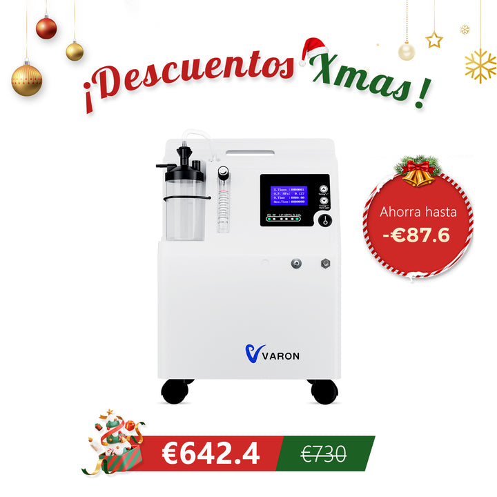Concentrador de oxígeno VARON Serene de 5 l | Funcionamiento 72 h. Aprobado por la FDA y la CE