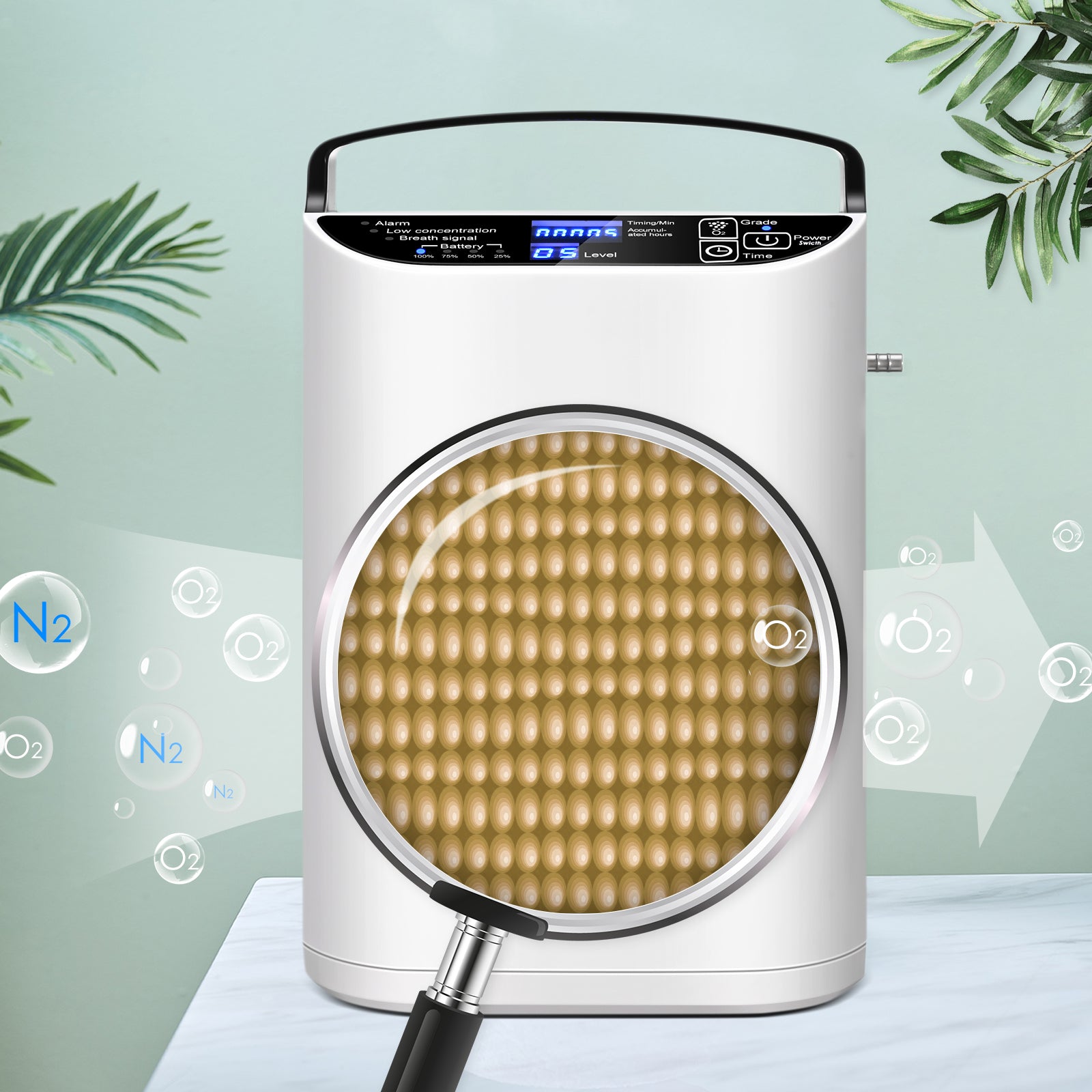 Concentrador de oxígeno de pulso portátil VARON VP-1, ligero y fácil de transportar