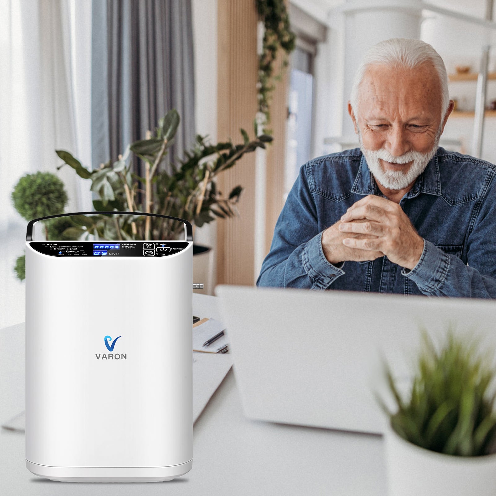 Concentrador de oxígeno continuo doméstico VARON VP-1, silencioso y confiable