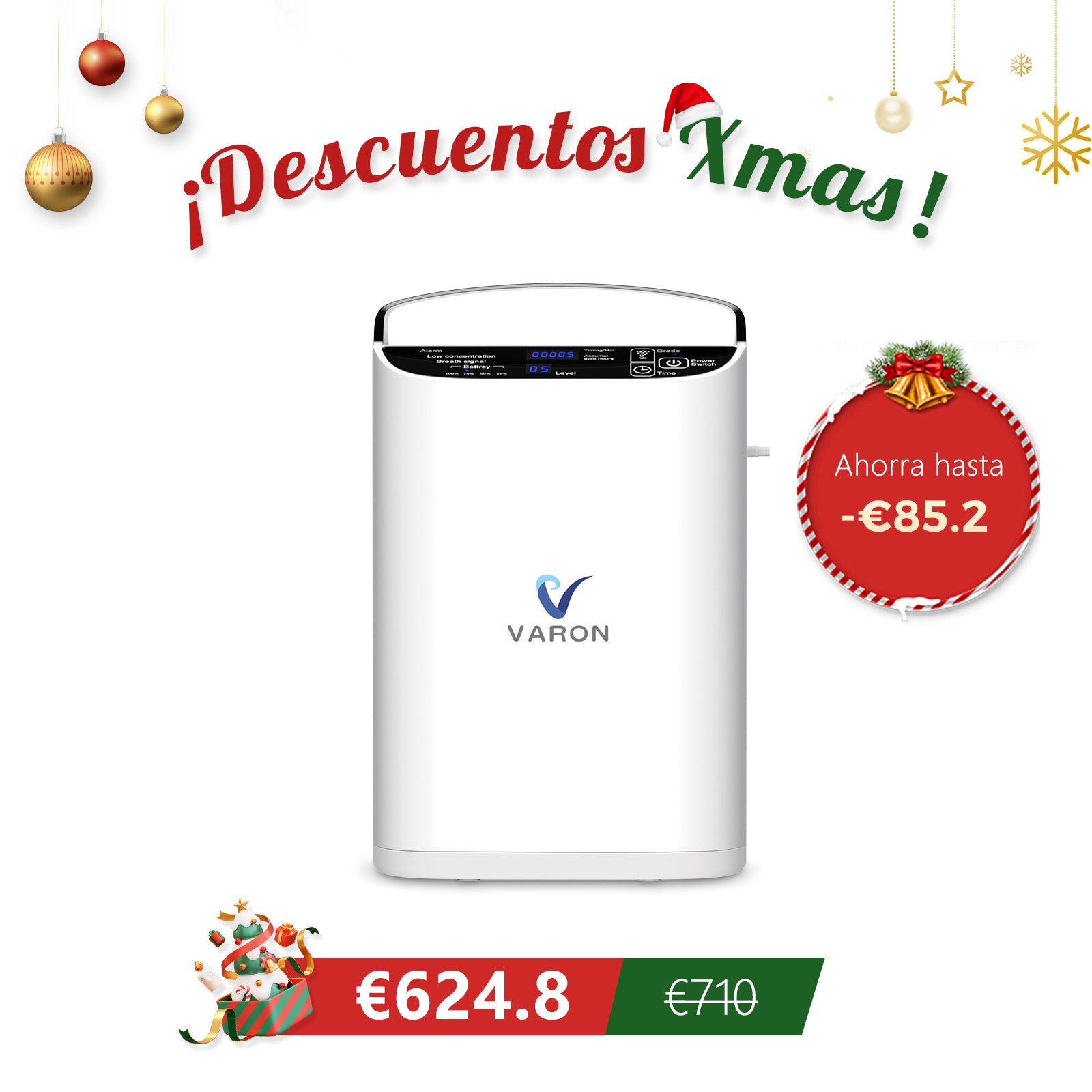 Concentrador de oxígeno portátil VARON VP-1 Pulse | Funcionamiento 24 horas, homologación CE