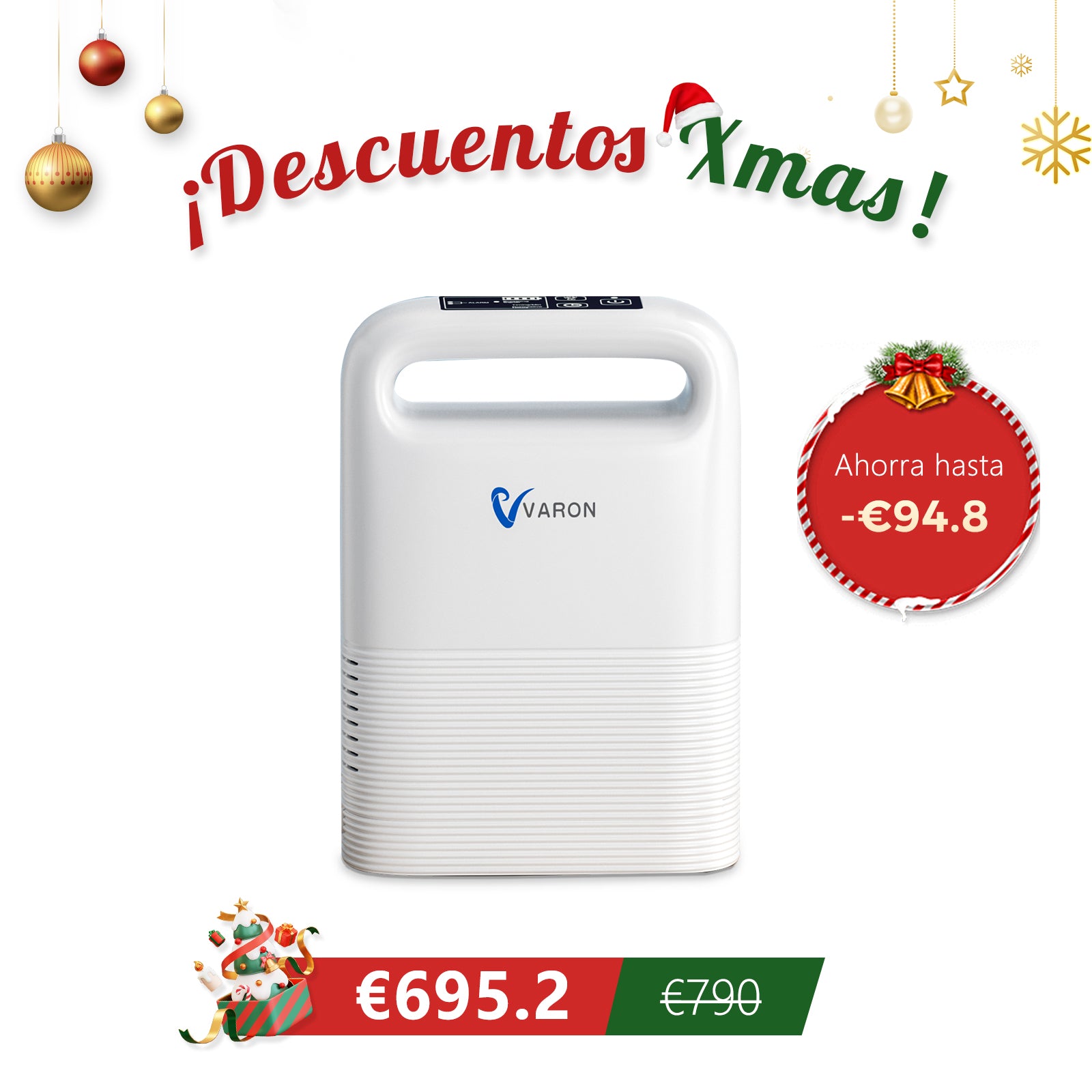 Concentrador de oxígeno portátil VARON VP-2 Pulse | 93 % de oxígeno, batería de larga duración, homologación CE